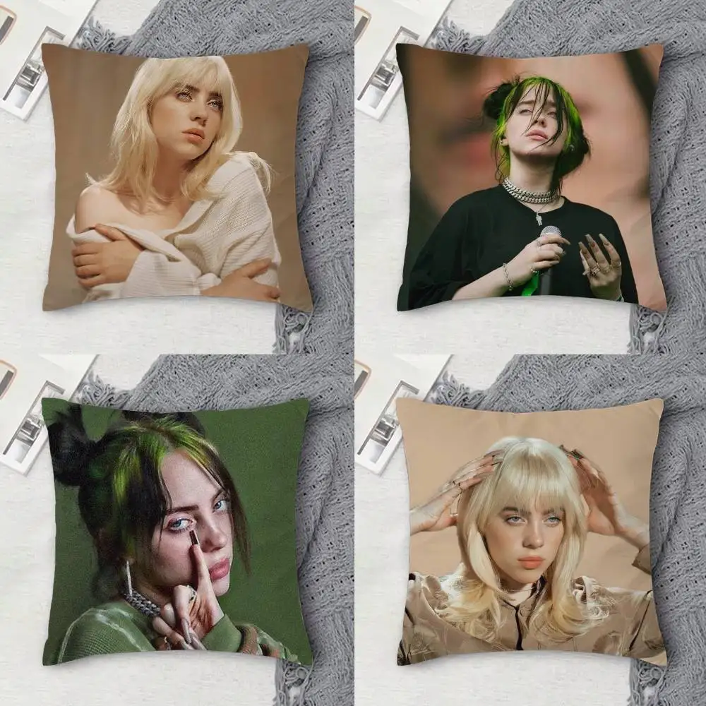 

B-Billie Eilish Double-sided Printed Square Decorative Cushion Cover for Sofa Living Room Home Decor