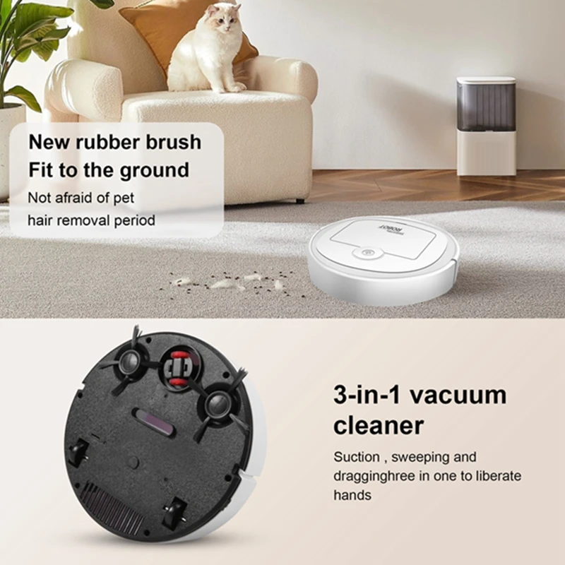 Robotic Vacuum Intelligent Low Noise Floor Sweeper Dust Catcher Carpet Cleaner