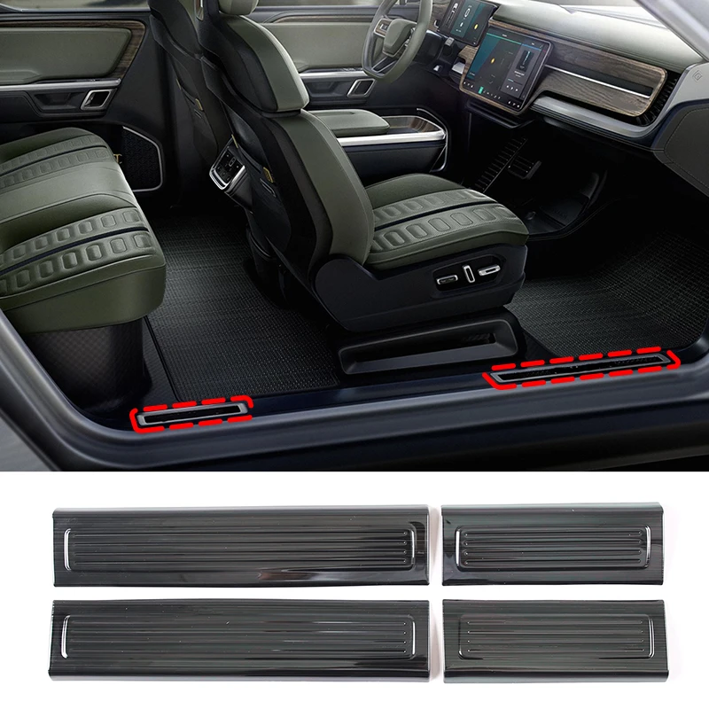 

For 2022 Rivian R1S R1T Stainless Steel Black Car Door Sill Anti Scuff Door Sill Cover Panel Cover Decorative Sticker Car Access