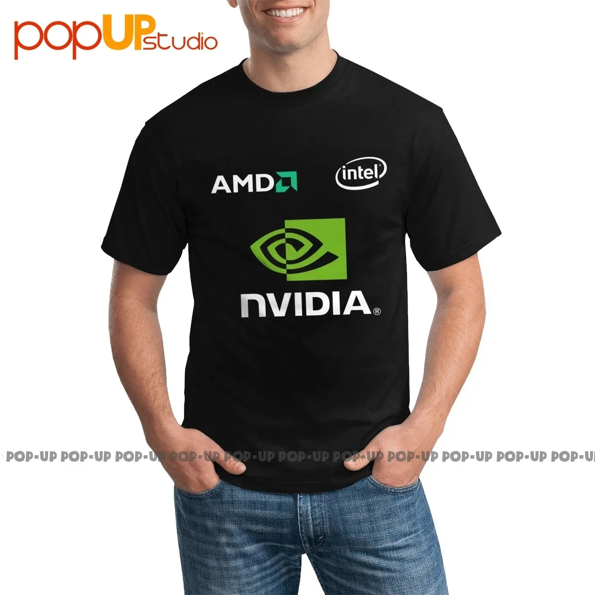 

New 2019Intel Amd Nvidia Laps Gaming T-shirt Daily Vintage Streetwear Tee Shirt