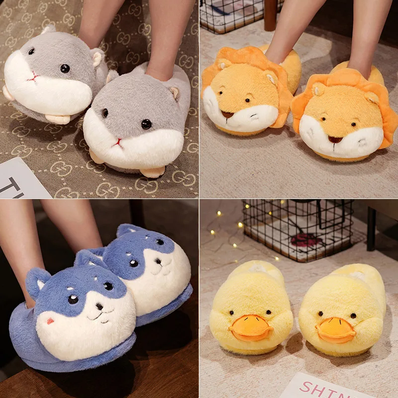 Cartoon Animals Indoor Warmth Cotton Slippers Household Home Slippers Dormitory Plush Home Plush Shoes For 35-39