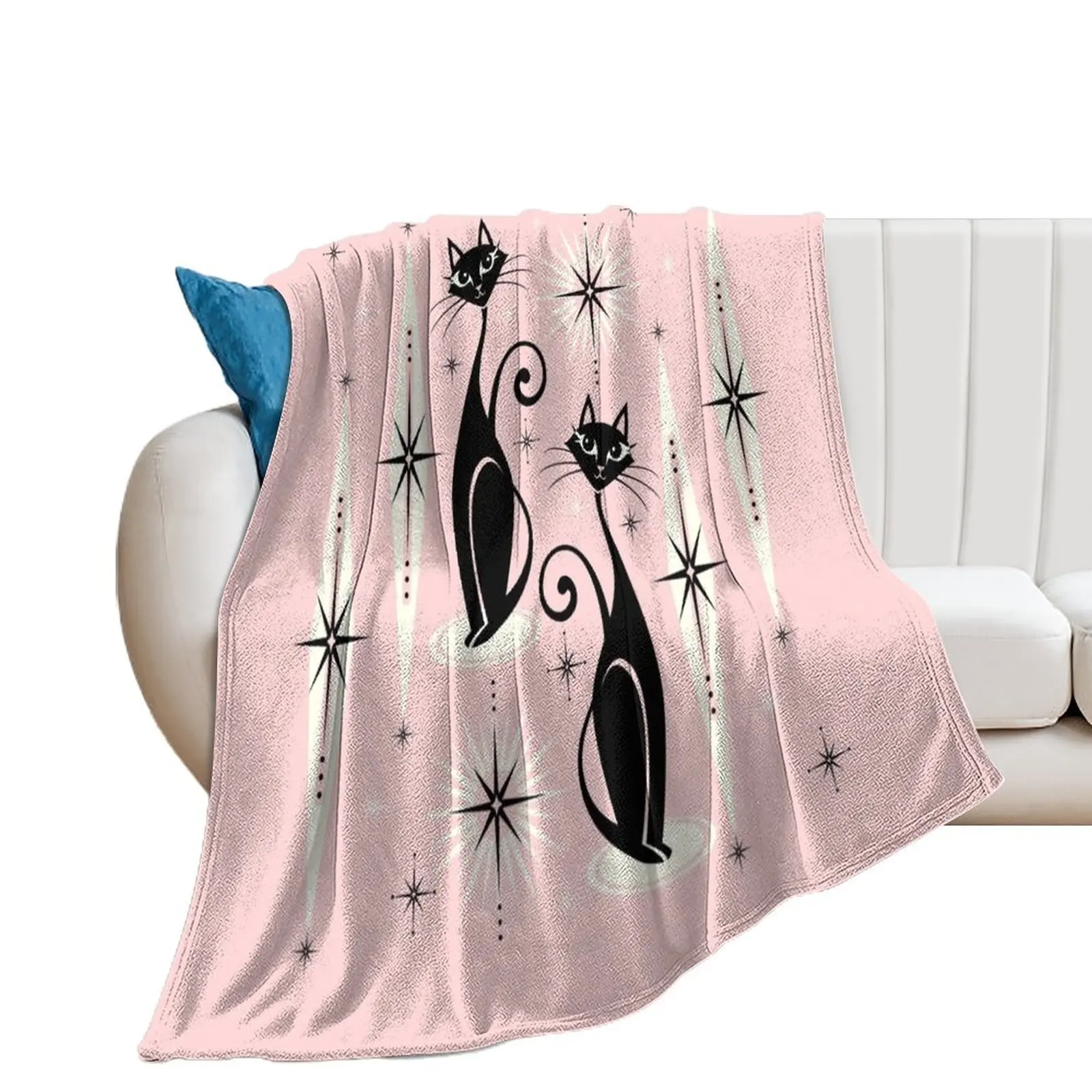 

Mid Century Meow Retro Atomic Cats LG studioxtine Throw Blanket Hairy anime Summer Blankets