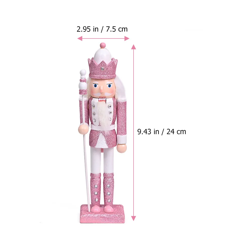 4 Pcs Gift Christmas Nutcracker Child Home Decoration Pink Ornaments Wood Craft