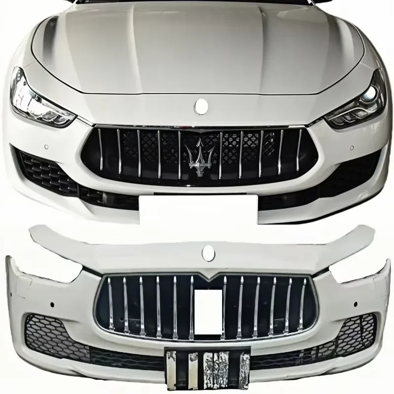 For Ghibli Front Bumper with Fog Light Custom Screw-On Upgrade Facelift Body Kit
