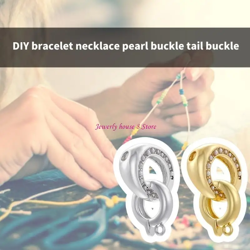 

Multipurpose Necklace Shortener Clasp With Sturdy Cubic Zirconia Small Pearls Enhancer for Jewelry Making Supplies