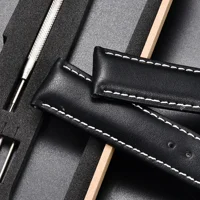 Bracelet de montre en cuir véritable 18mm 20 22 24mm, boucle papillon automatique, pour hommes et femmes d'affaires avec boîte, ceinture de poignet 5