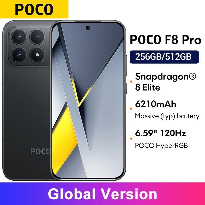 POCO F8 Pro 5G Global Version 50MP 6210mAh Smartphone Snapdragon® 8 Elite 6.59" 120Hz POCO HyperRGB AMOLED Display