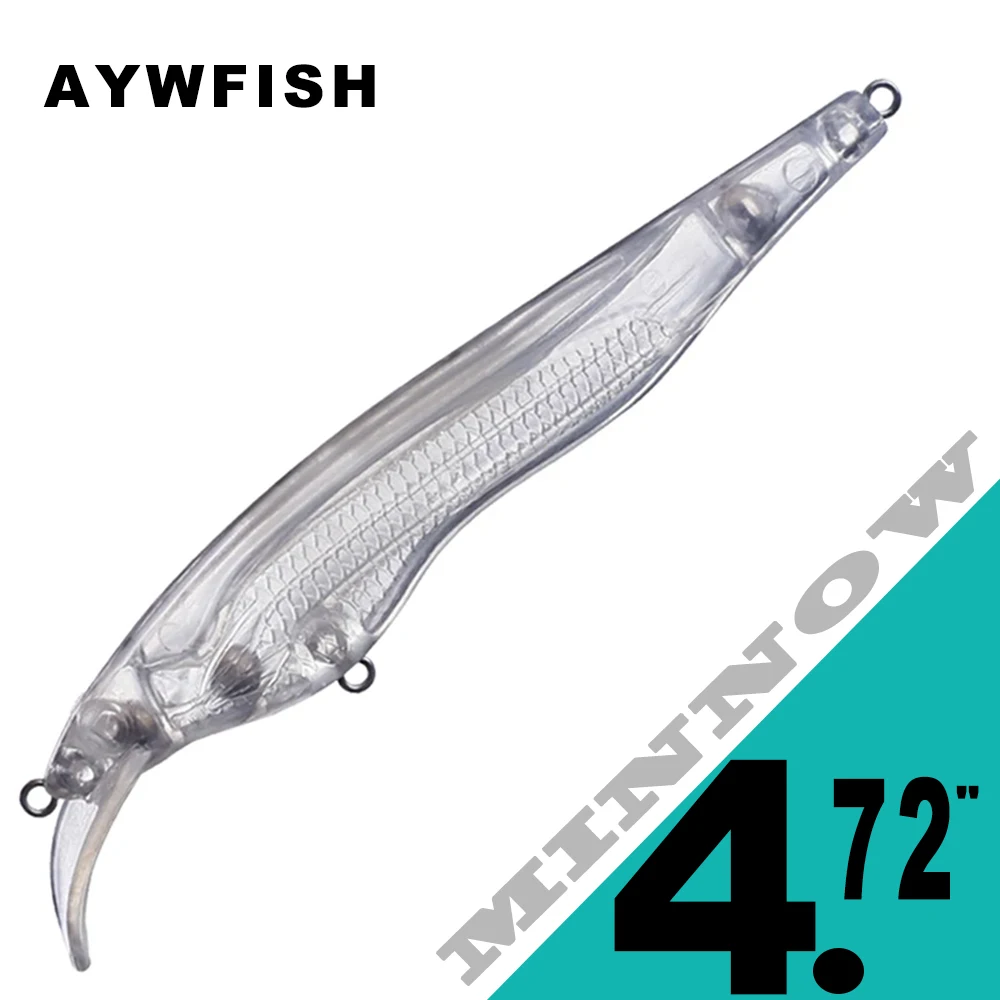 AYWFISH 12CM 11G Unpainted Minnow Fishing Lures Blanks Shovel Bill Artificial Hard Bait 5PCS DIY Floating Jerkbait Minnow