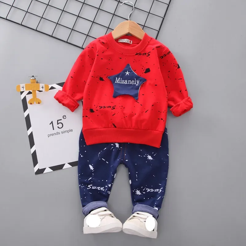 autumn baby boy clothing set kids clothes suit boy Long sleeved star T-shirt + pants 2pcs  boys clothes set