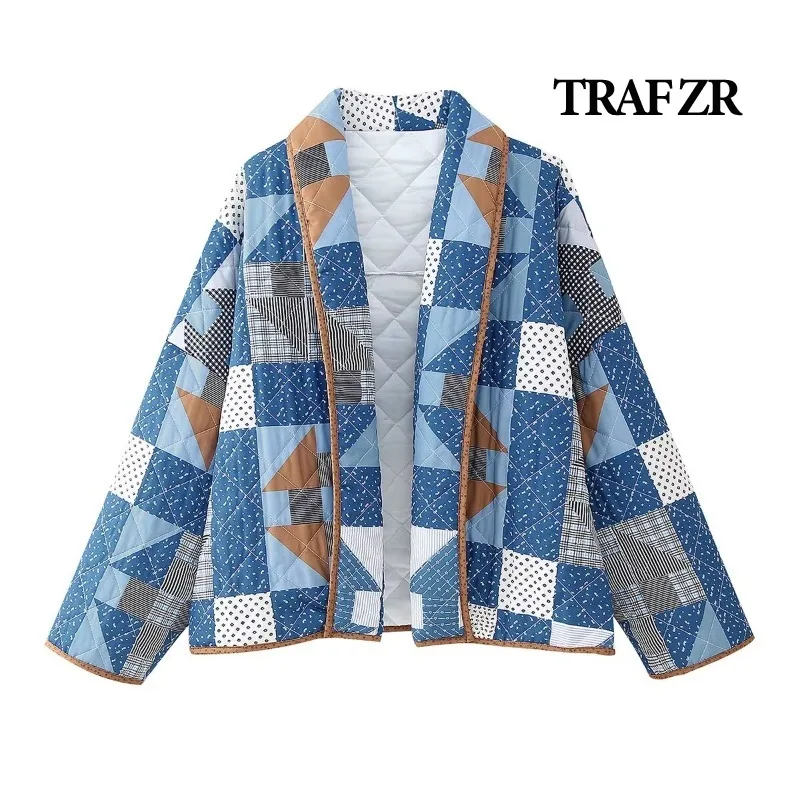 

TRAF ZR Padded Coat warm Woman Winter Coats Elegant Luxury Women's Coat New in Outerwears Snow Parka Geometric Print Parka