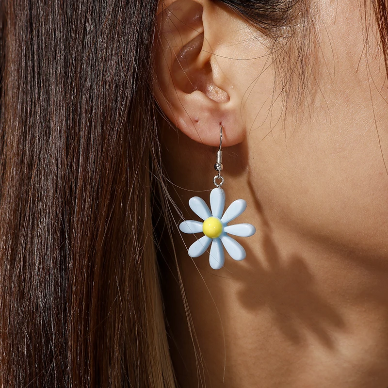 Aihua Süßigkeiten Farbe Harz Gänseblümchen Blumen Ohrringe koreanische Mode baumelt Ohrring für Frauen Mädchen Schmuck Geschenke – Detail 10