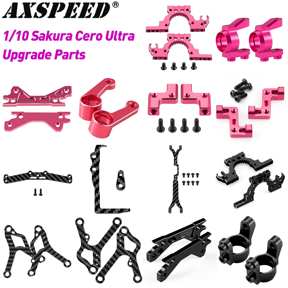 AXSPEED Alu Alloy Steering Cup Arm Gearbox Cover Front Rear Body Post Top Deck for 1/10 Sakura Cero Ultra RC Crawler Upgrades