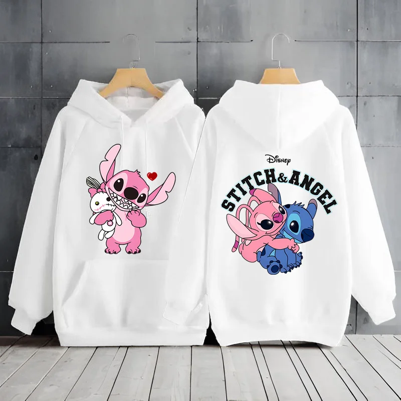 بلوزة نسائية جديدة بطبعة كرتونية، سترة عصرية، قميص رياضي خارجي، بلوفر ديزني ليلو وستيتش أبيض بلون سادة