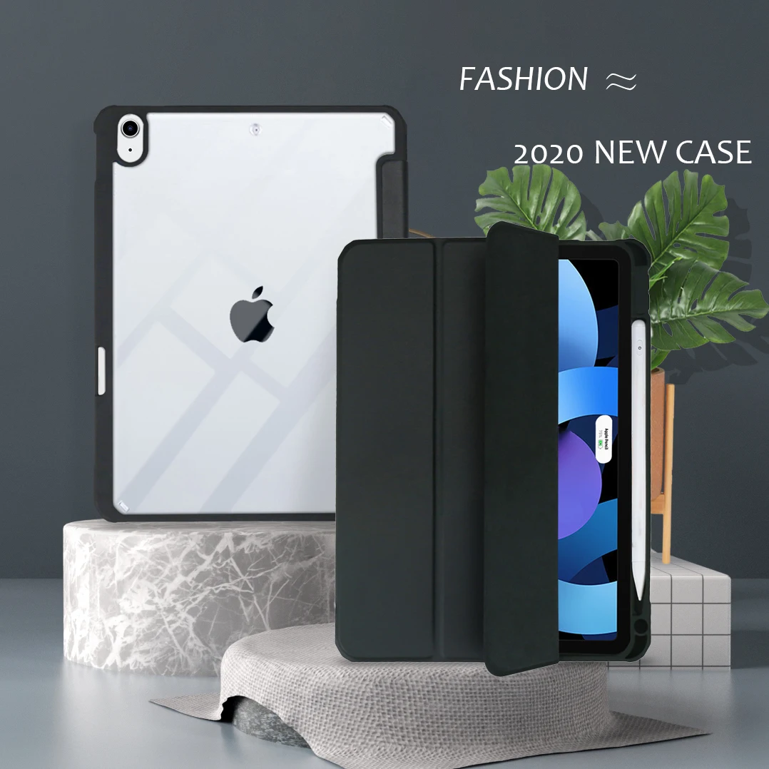 Funda para iPad Mini 6 Pro 11 12,9, 10,2 8th 9th 10th Generation 9,7 Air 2 3 5 10,5 10,9 PU, Funda transparente acrílica