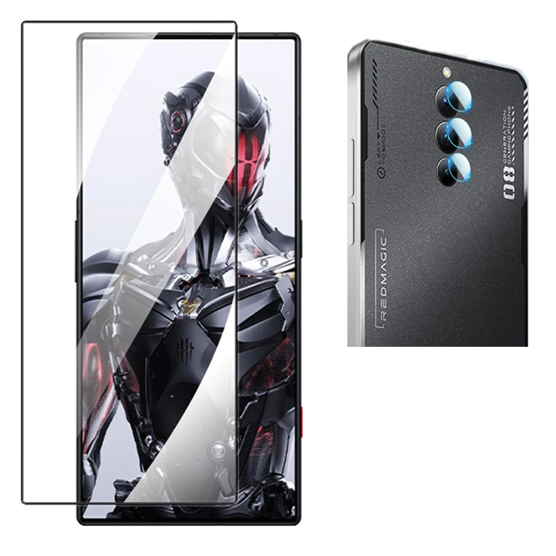 حامي شاشة زجاجي مخفف 9h لجهاز أحمر magic8 8s pro ، واقي عدسات الكاميرا الناعم ، nubia red magic9 pro plus