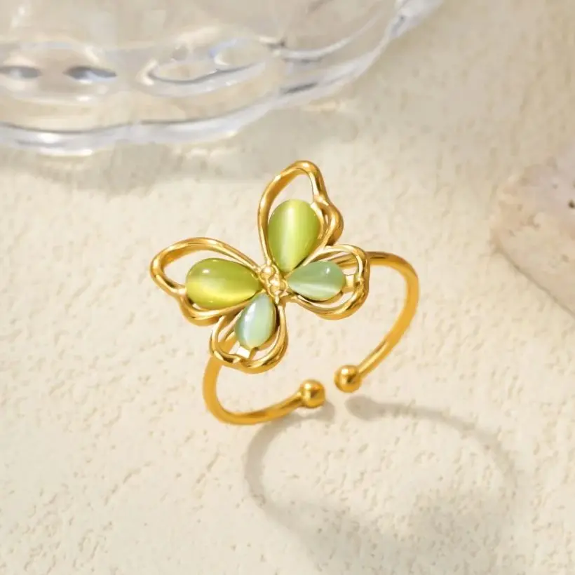 Popular Butterfly Rings For Women Gold Color Stainless Steel Geometric Opening Finger Ring Aesthetic Wedding Christmas Jewelry view 4