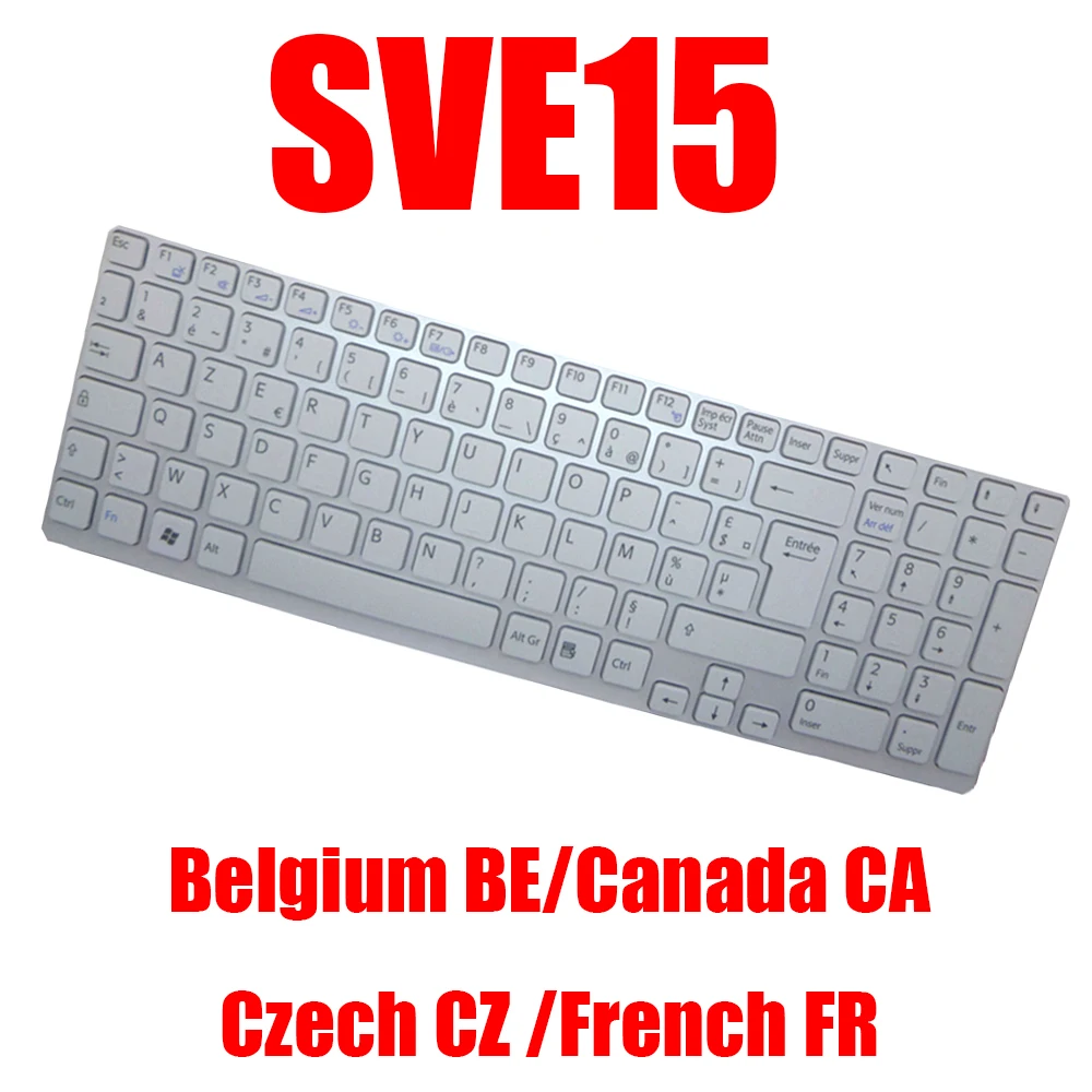 BE CA CZ FR Laptop Keyboard For SONY SVE15 White Black V133846BK1BE 149032991BE AEHK5B001303A V133846BK1 New