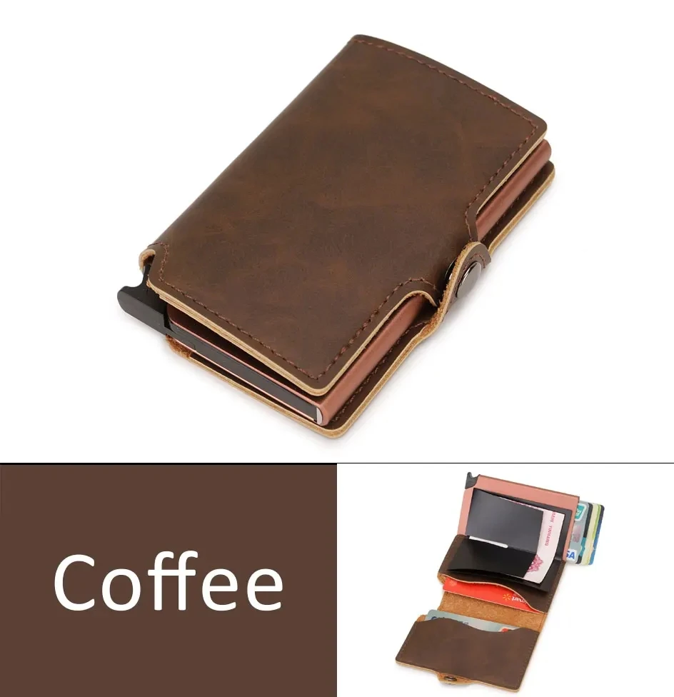 

Smart Leather Card Wallet Men Pop-up Simple Bag Woman Business Multifunction Purse Pocket Wallet Gift