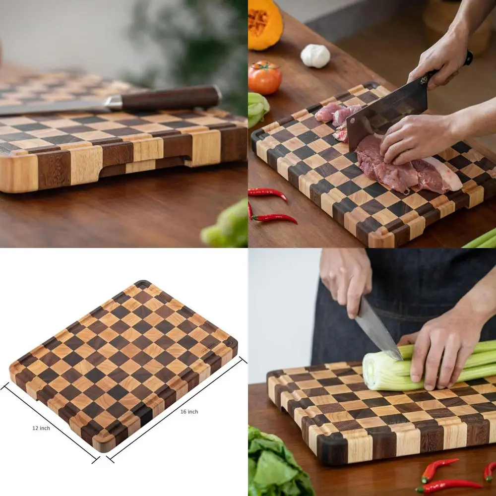 

Разделочная доска из акации и каучукового дерева 12x16 дюймов с канавкой для сока и ножками