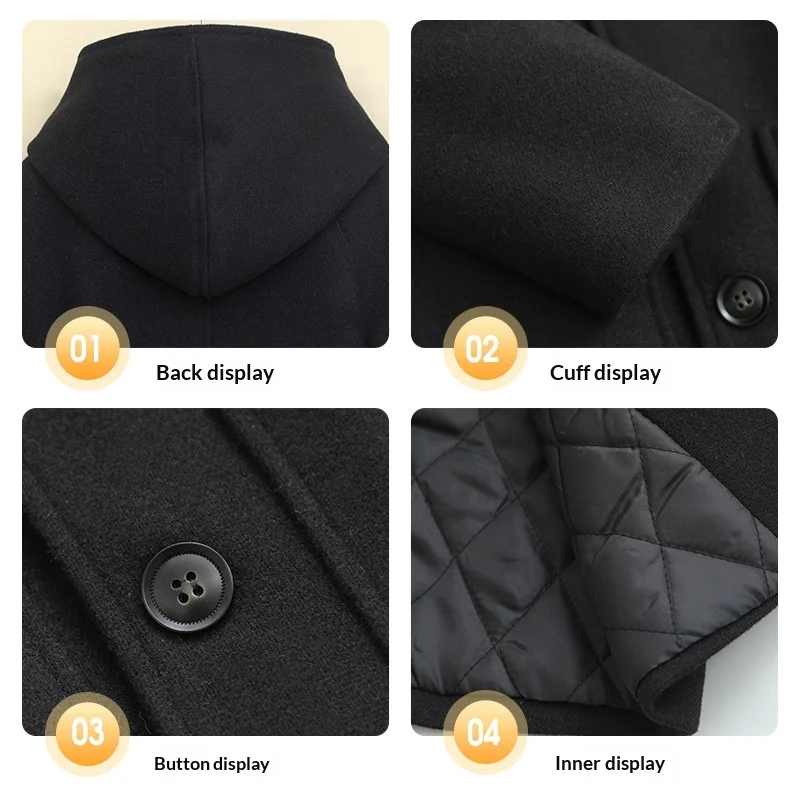 Teen Kids Double Breasted Wool Blend Coat Mid Length Lapel Overcoat Loose Winter Outerwear Boy Formal Wedding Warm Jacket 2-14y
