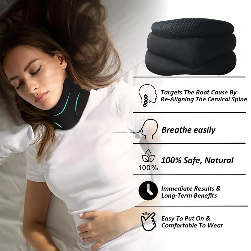 Neck Support Cervical Brace Adjustable Cervical Collar Soft Durable Foam for Relieve Cervical Pain Airplane Travel Nap Health