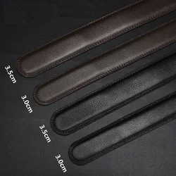3.0cm 3.5cm Width Real Genuine Leather Automatic Buckle Belt Body No Buckle Cowskin Belts Without Buckle Black Coffee
