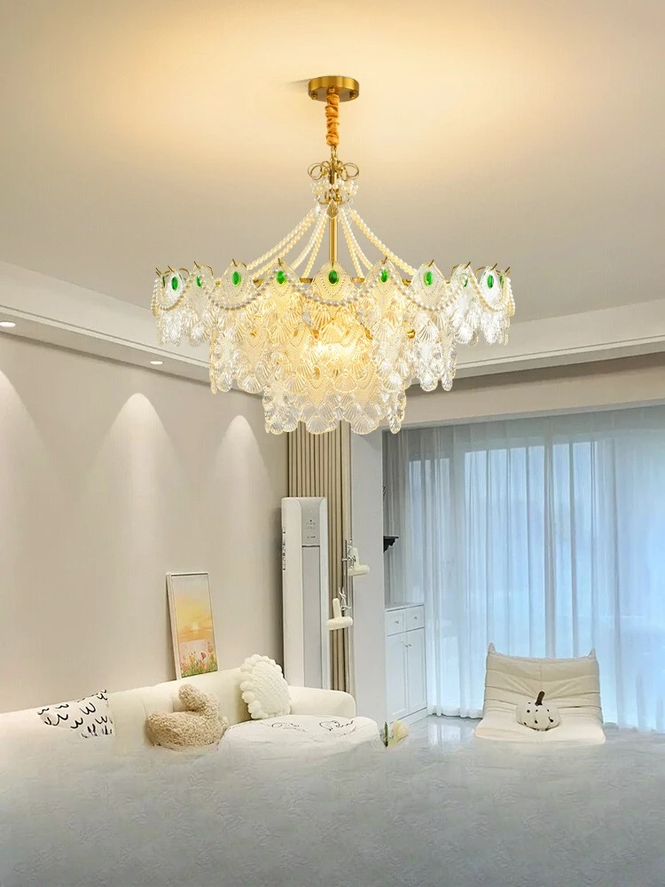 

Living room chandelier French light luxury crystal lamp Internet celebrity explosion Zhongshan lamps high sense master bedroom