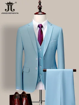 14 Color M-6XL ( Jacket + Vest+Pants ) High-end Brand Formal Business Mens Suit Three-piece Groom Wedding Dress Solid Color Suit 5 14 Color M-6XL ( Jacket + Vest+Pants ) High-end Brand Formal Business Mens Suit Three-piece Groom Wedding Dress Solid Color Suit 5