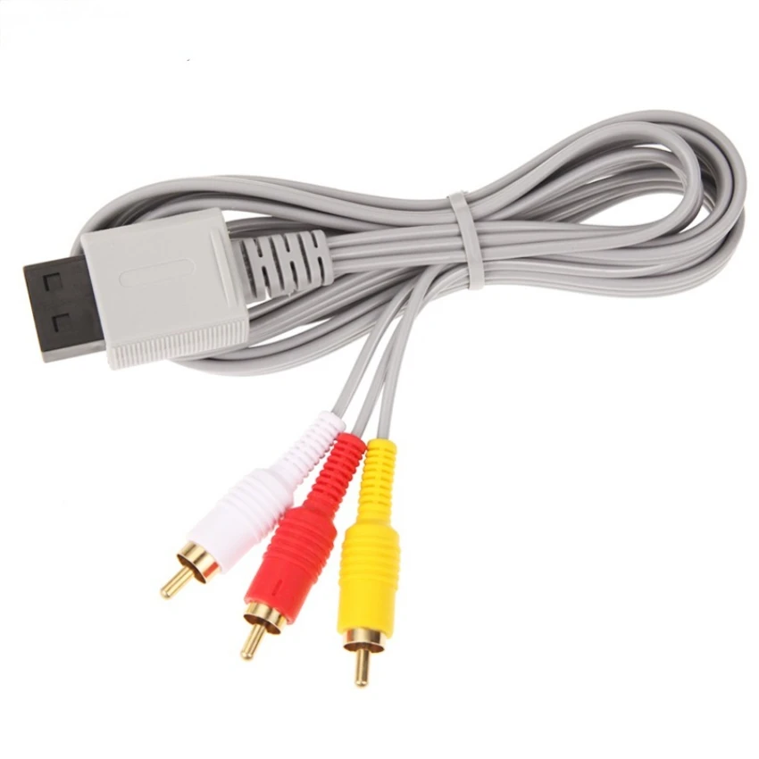 

300pcs/Lot 1.8m Audio Video AV Cable 3 RCA Composite Cord Wire for Nintendo Wii Controller Console