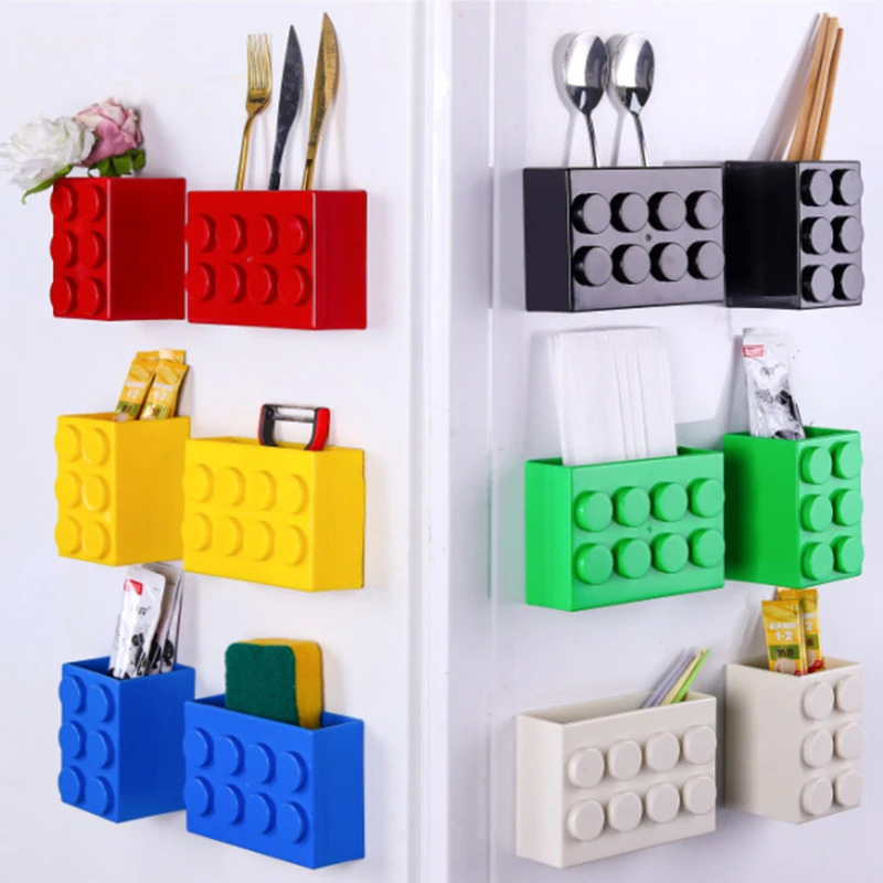 2 Teile/satz Blockförmigen Magnetischen Lagerung Box Kühlschrank Magnet Organizer Kühlschrank Tür Punch-freies Wand-montiert Lagerung Boxen – Detail 7