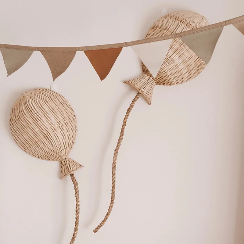Bamboo rattan woven balloon hanging ornaments, children's room wall decorations, wall hanging decorations