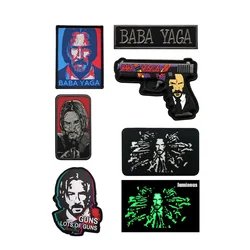 Hot Selling Luminous Patch BABA YAGA Bag Accessory Embroidered Face Badge Rubber PVC Backpack  Patches for Clothing