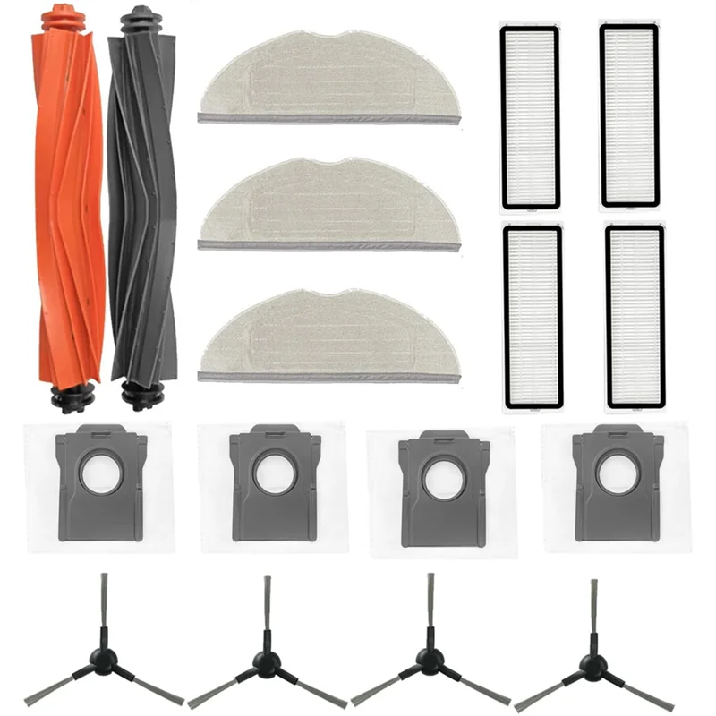 A98I-For Mova S20 Ultra طقم استبدال المكنسة الكهربائية-فرشاة رئيسية فرشاة جانبية فلتر Hepa ممسحة وسادة كيس لجميع الغبار ملحقات أجزاء #1