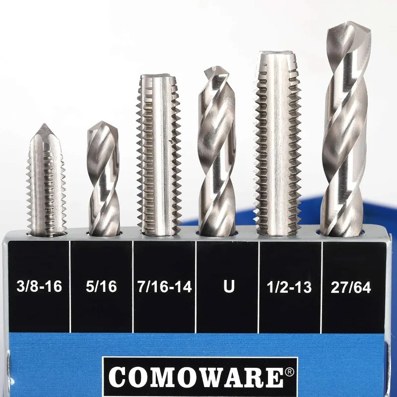 Drill and Tap Sets, HSS Jobber Length Drill Bits with Metal Indexed Case | 18-Piece, 6-32 to 1/2"-13 Tap Sizes