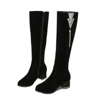 Heels Women's Boots Side Zippers  Women's Long Boots Thick Heels High Shoes for Women High Heels  Autumn Winter 2024 New - Image 5