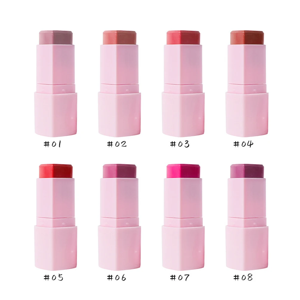 8-color Private Label Blusher Stick Custom Bulk 6g Heart Rouge Blush Pigment Moist Colorful Pink Cheek Makeup Vegan Wholesale