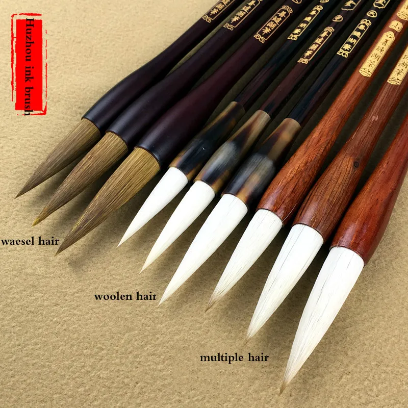 Chinese Calligraphy Brush Huzhou Weasel Woolen Multiple Hair Calligraphy Brush Pen Painting Regular Script Couplet Writing Brush