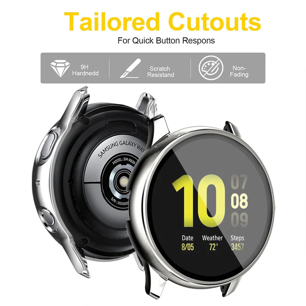 Samsung Galaxy Watch Active 2 Screen Protector Case 44MM, Bumper Full Around Cover for Samsung Galaxy Watch Active2 44MM 40MM