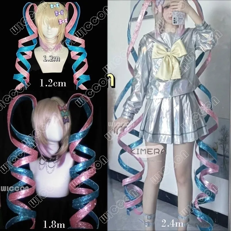 NEEDY GIRL OVERDOSE Kangel Rain Cosplay Peruka Włosy Kucyk Spinka do włosów Błyszcząca Wstążka Różowy Niebieski Czarny Czerwony Włosy Ręcznie