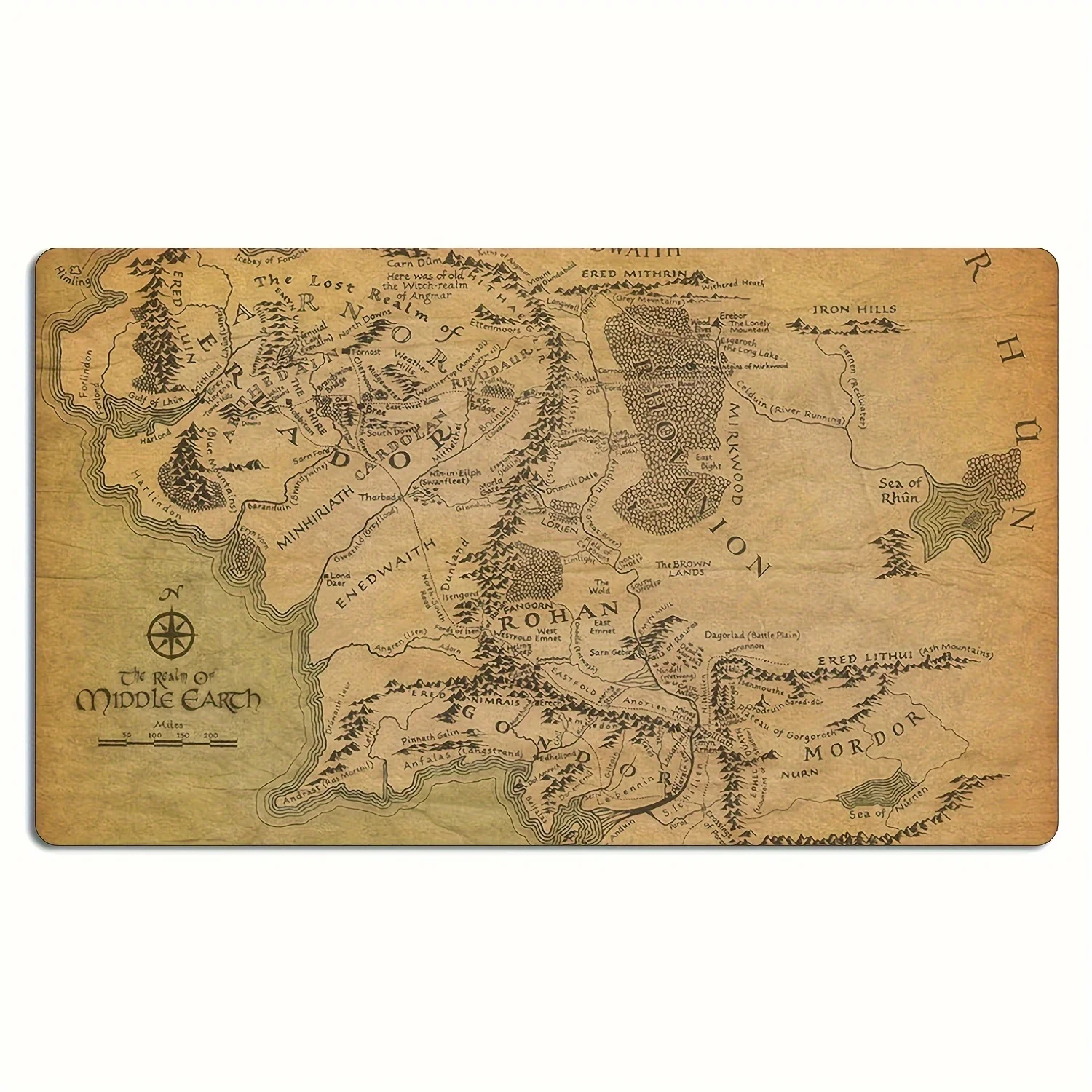 Middle Earth World Map Play Mat for Middle Earth Map Trading Card Game Middle Earth Mouse Pad Compatible Big Mousepepad Set Up