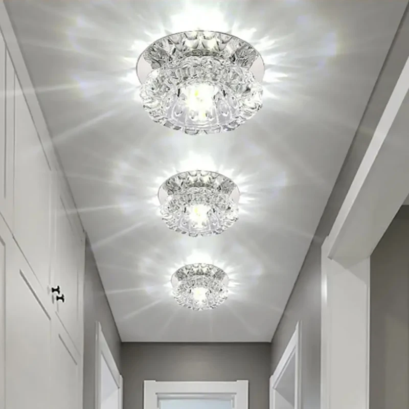 3W Modern kristal koridor gömme LED tavan lambası koridor ışıkları LED tavan ışıkları balkon lambası sundurma koridor koridor