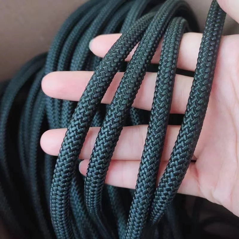 [Nylon rope] 4-10mm wear-resistant sunscreen braided nylon rope. Advertising brake pad Black