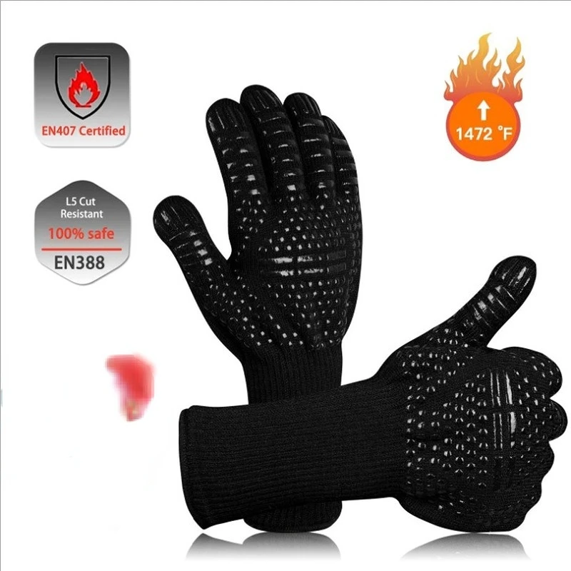 New BBQ Oven Gloves 800 Degrees Fireproof Heat Resistant Gloves Silicone Oven Mitts Barbecue Heat Lnsulation Microwave Gloves