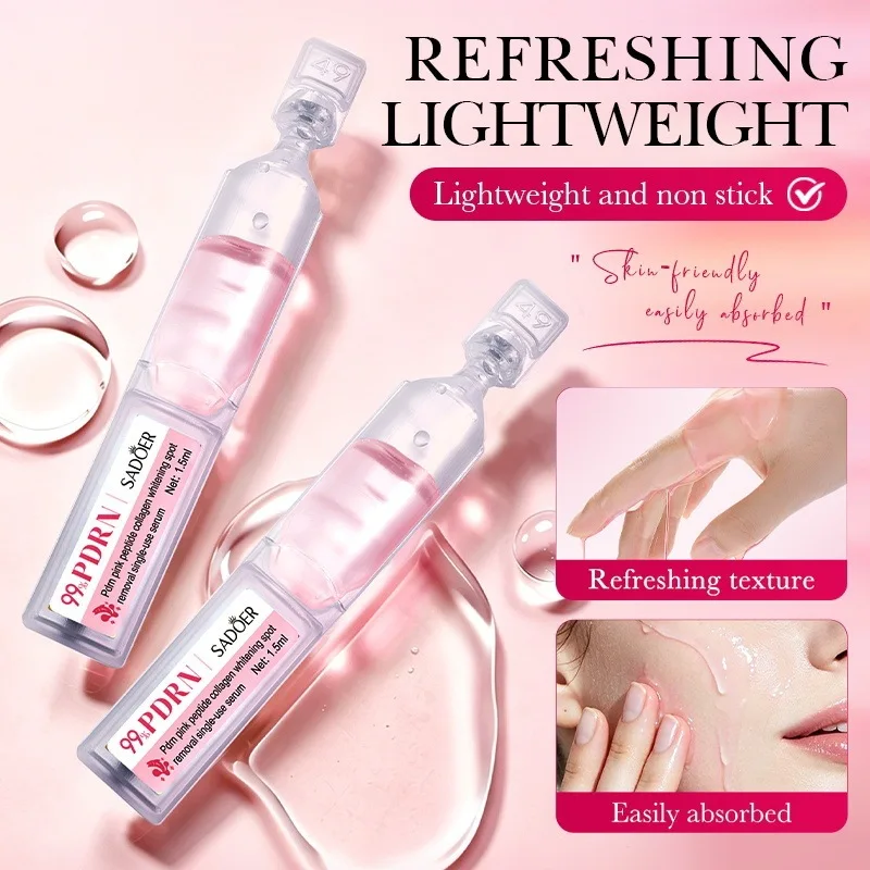10pcs/Box PDRN Pink Peptide Collagen Single-Use Serum Moisturizing Even Skin Tone Refreshing Texture Easy Absorption
