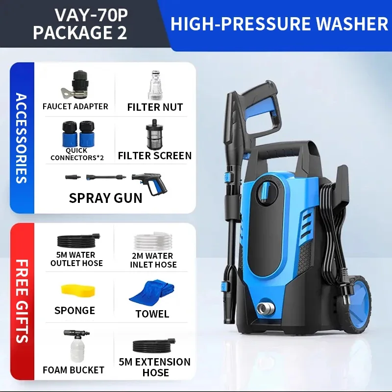 High-Pressure Car Wash Machine Home Cleaning Wonder 220V Portable High-Power Water Pump Powerful Water Gun