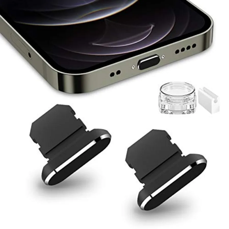 

2 Pack Anti Dust Plugs for iPhone 14 Pro Max 13 11 12 X XS XR X 8 7 Plus 6s 6 5 SE Dust Cover 8 Pin Dust Plug + Mini Storage Bo
