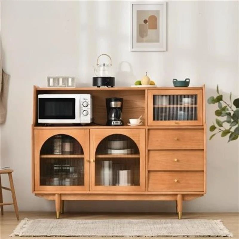 

Modern simple solid wood log tea cabinet, Nordic small apartment storage side cabinet, Japanese cabinet restaurant storage
