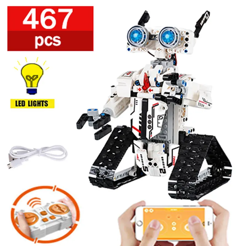 

467PCS MOC Technical Idea Toys Control LED Robot Building Blocks DIY Lamp City APP RC Bricks For Kids Toys Gifts Christmas