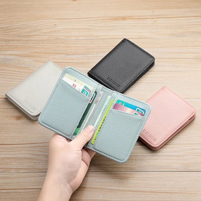 Multi-card Slot Solid Color Portable PU Leather Card Case Universal Bank Credit Card ID Bus Card Holder Travel Organizer Wallets