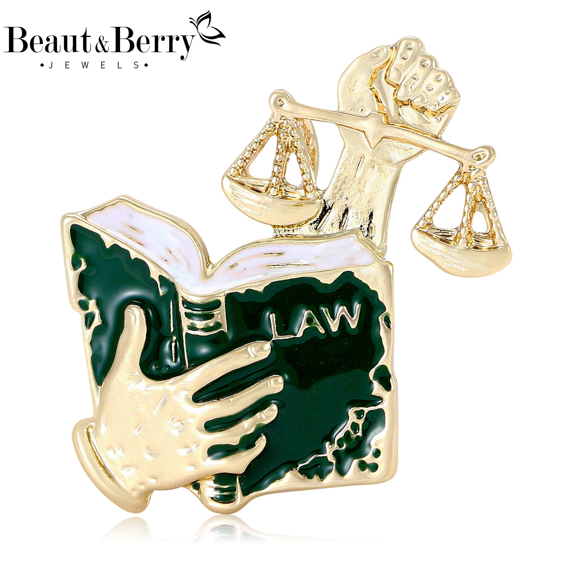 Beaut&Berry Trendy Enamel Lawyer Book Brooches for Women Unisex Professional Pins Casual Party Jewelry Accessories Gifts